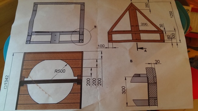 чертеж колодца из дерева