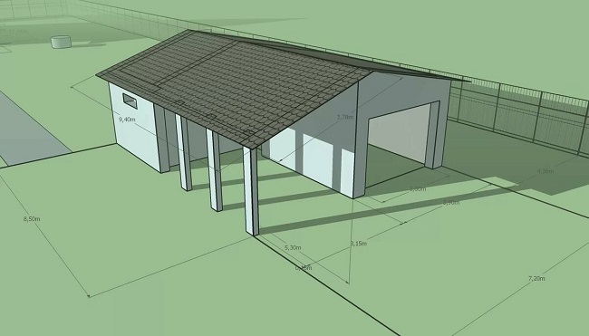 эскизный проект гаража с навесом и хозблоком