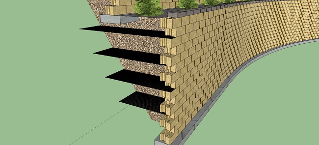 армирование грунта для подпорной стенки