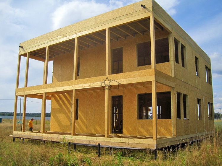 двухэтажный дом из сип панелей с плоской крышей