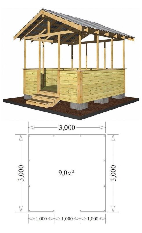 беседка из дерева 3 на 3 размеры 
