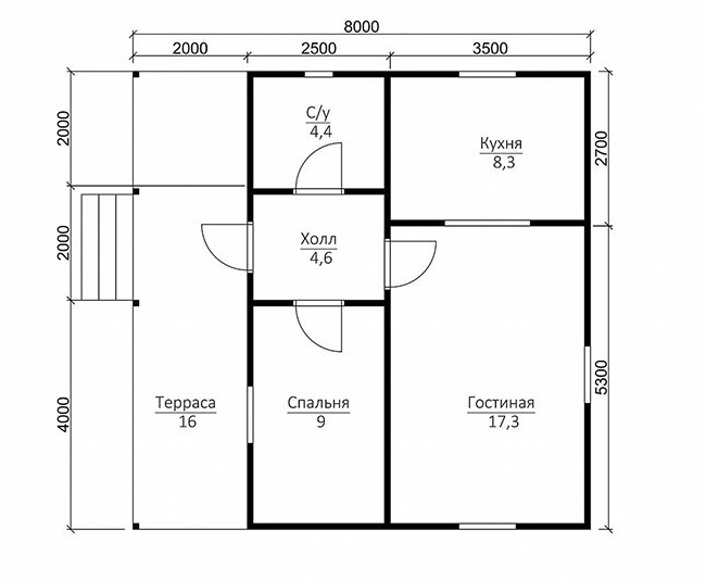 планировка дома 8 на 8