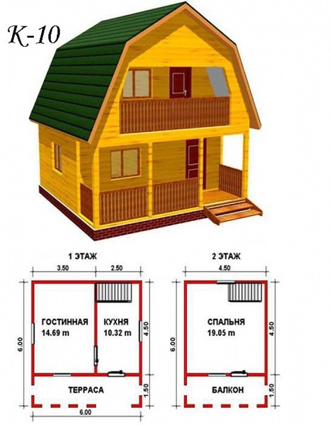 двух этажный дачный домик проект
