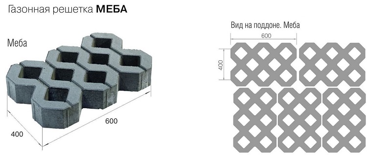 размеры бетонной газонной решетки